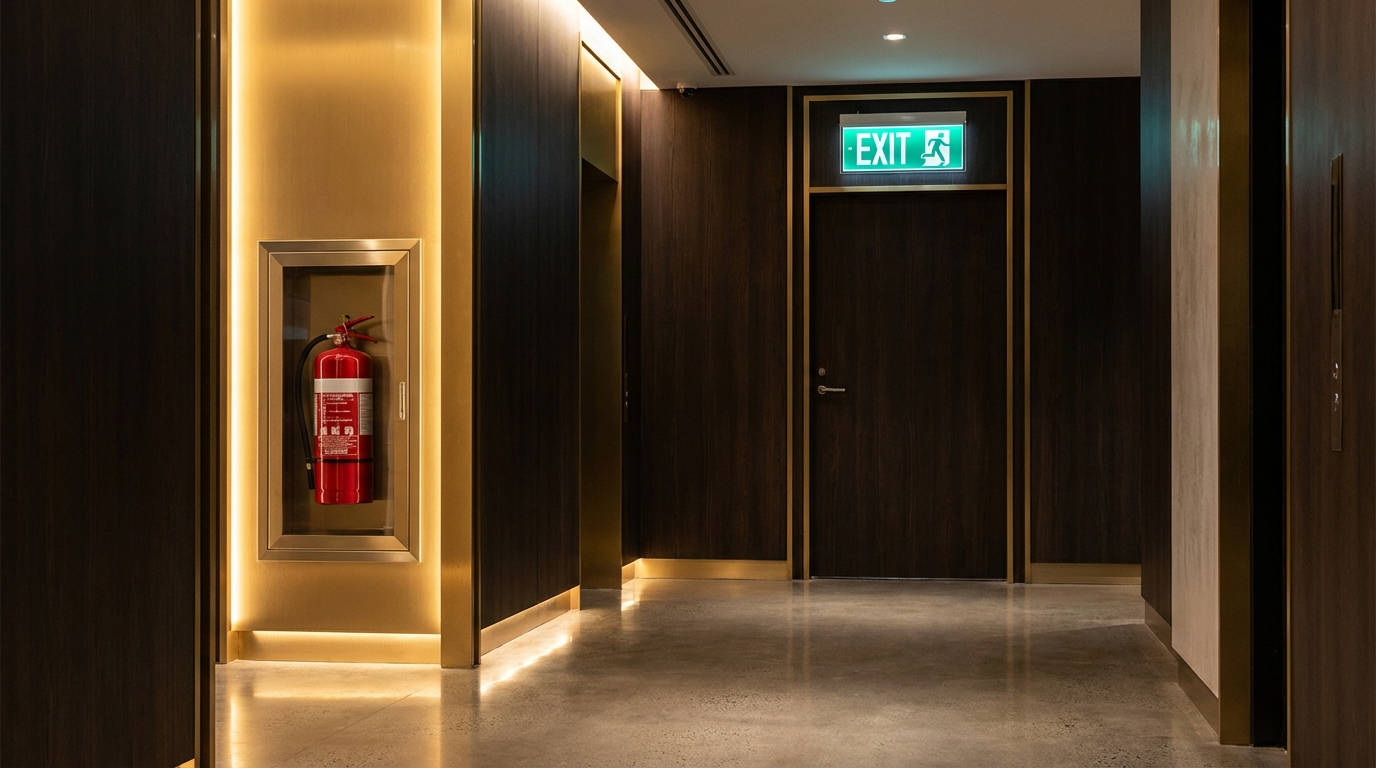 Équipement de sécurité incendie et extincteur dans un bâtiment